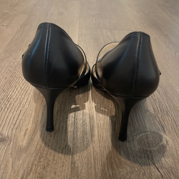 LK Bennett Black Leather Cross Ankle Strap Shoes - Picture 4 of 9